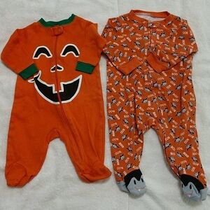 2 Infant Halloween One Piece Sleepers